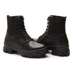 Bota Coturno Feminino Com Elástico Lateral e Solado Tratorado ELT - 7103A - Preto