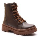 Bota Coturno Feminino Com Cadarço e Zíper Lateral ELT 7200C - Café