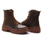 Bota Coturno Feminino Com Cadarço e Zíper Lateral ELT 7200C - Café
