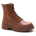 Bota Coturno Feminino Com Cadarço e Zíper Lateral ELT 7200B - Castanho