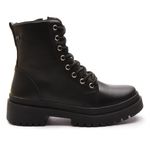 Bota Coturno Feminino Com Cadarço e Zíper Lateral ELT 7200A - Preto