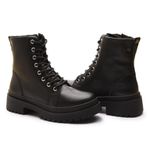 Bota Coturno Feminino Com Cadarço e Zíper Lateral ELT 7200A - Preto