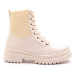 Bota Coturno Feminino Com Cadarço e Zíper Lateral ELT 7201H - Off White