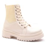 Bota Coturno Feminino Com Cadarço e Zíper Lateral ELT 7201H - Off White