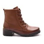 Bota Coturno Feminino Com Cadarço e Zíper Lateral ELT 7910B - Castanho