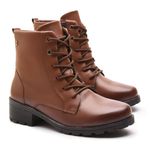 Bota Coturno Feminino Com Cadarço e Zíper Lateral ELT 7910B - Castanho