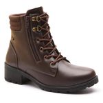 Bota Coturno Feminino Camurça Com Atacador e Zíper Lateral ELT 7911C - Café