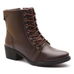 Bota Coturno Feminino Cano Médio Com Atacador e Zíper Lateral ELT 9603C - Café