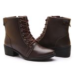 Bota Coturno Feminino Cano Médio Com Atacador e Zíper Lateral ELT 9603C - Café