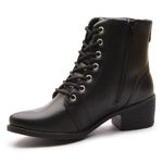 Bota Coturno Feminino Cano Médio Com Atacador e Zíper Lateral ELT 9603A - Preto