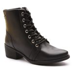 Bota Coturno Feminino Cano Médio Com Atacador e Zíper Lateral ELT 9603A - Preto