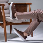 Tênis Casual Urban em Couro Legítimo Carvalho 53003