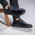 Tênis Casual Modern em Couro Legítimo Preto 53033