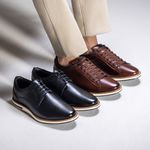 Kit 2 pares Sapatênis em Couro Legítimo ELT Preto e Mogno - 31036MOG-31006PT 