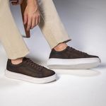 Tênis Casual Edgy em Couro Legítimo Dark Brown 53013