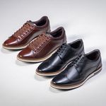 Kit 2 pares Sapatênis em Couro Legítimo ELT Mogno e Preto - 31036MOG-31026PT