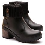 Bota Coturno Feminino Com Cano De Meia Canelada E Salto Médio ELT 9731A- Preto