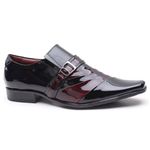Sapato Social em Couro Legítimo Verniz preto com Detalhes em Dark Red - 0632PU