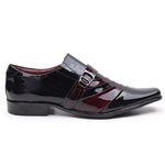 Sapato Social em Couro Legítimo Verniz preto com Detalhes em Dark Red - 0632PU