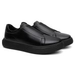 Tênis Casual Urban em Couro Legítimo Preto 53003
