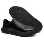 Tênis Casual Urban em Couro Legítimo Preto 53003