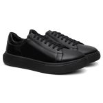 Tênis Casual Edgy em Couro Legítimo Preto 53013