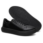 Tênis Casual Edgy em Couro Legítimo Preto 53013