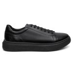 Tênis Casual Edgy em Couro Legítimo Preto 53013