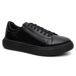 Tênis Casual Edgy em Couro Legítimo Preto 53013