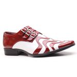 Sapato Social em Couro Verniz Vermelho e Branco - 0451PU