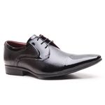 Sapato Social Couro Verniz Preto com Detalhes Estampados - 17198PU