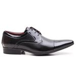 Sapato Social Couro Verniz Preto com Detalhes Estampados - 17198PU