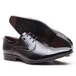 Sapato Social Couro Verniz Preto com Detalhes Estampados - 17198PU