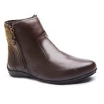 Bota Coturno Feminino Cano Curto Com Zíper Lateral Elt - 44023 Café