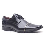 Sapato Social em Couro Verniz Detroid Preto com detalhe Ouro - 0503PU