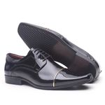 Sapato Social em Couro Verniz Detroid Preto com detalhe Ouro - 0503PU