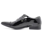 Sapato Social Amarrar em Couro Verniz Preto com Detalhes estampados - 17368A Preto 
