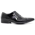 Sapato Social Amarrar em Couro Verniz Preto com Detalhes estampados - 17368A Preto 