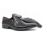 Sapato Social Amarrar em Couro Verniz Preto com Detalhes estampados - 17368A Preto 