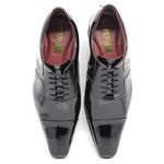 Sapato Social Amarrar em Couro Verniz Preto com Detalhes estampados - 17368A Preto 