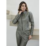 Jaqueta De Couro Feminina Verde Olivia Lígia 