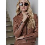 Jaqueta De Couro Feminina Caramelo Lígia 
