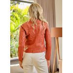 Jaqueta De Couro Patchwork Feminina Terracota Ana