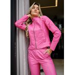 Jaqueta De Couro Patchwork Feminina Pelica Rosa Pink Ana