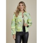 Jaqueta De Couro Pelica Patchwork Feminina Verde Água Nina