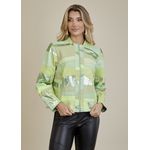 Jaqueta De Couro Pelica Patchwork Feminina Verde Água Nina