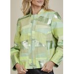Jaqueta De Couro Pelica Patchwork Feminina Verde Água Nina