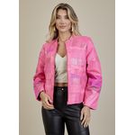 Jaqueta De Couro Pelica Patchwork Feminina Bicolor Pink Nina