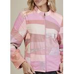 Jaqueta De Couro Pelica Patchwork Feminina Bicolor Rosa Bebê Nina