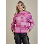 Jaqueta De Couro Pelica Patchwork Feminina Bicolor Magenta Nina